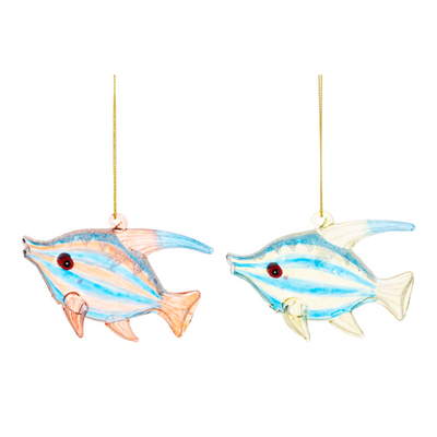 Handblown Striped Fish Glass Ornament