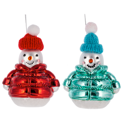 Snowman with Knit Hat Glass Ornament | Putti Christmas Decorations