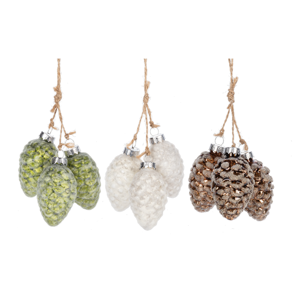 Pinecone Cluster Glass Ornament | Putti Christmas Decorations