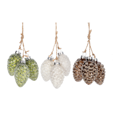 Pinecone Cluster Glass Ornament | Putti Christmas Decorations