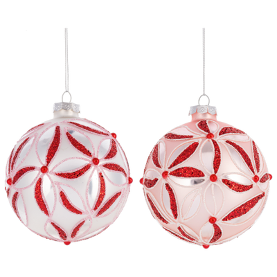 Peppermint Glass Ball Ornament | Putti Christmas Celebrations