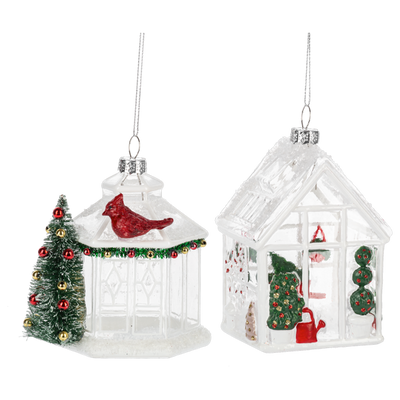 White Greenhouse Glass Ornament  | Putti Christmas Celebrations Canada