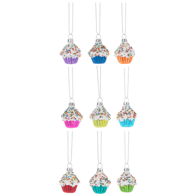 Sprinkle Cupcake Glass Ornament