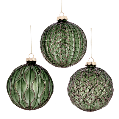 Green Frosted Ball Ornaments