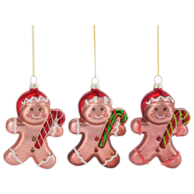 Gingerbread Man Glass Ornament | Putti Fine Furnishings