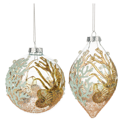 Sealife Glass Doublepoint Ornament - Putti Fine Furnishings