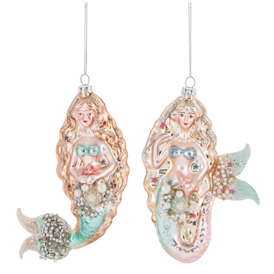 Jewelled Mermaid Glass Ornament | Putti Christmas Canada