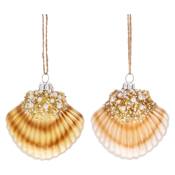 Crusted Clam Shell Glass Ornament | Putti Christmas Canada