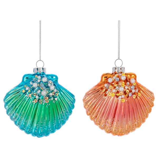 Coulorful Clam Shell Glass Ornament