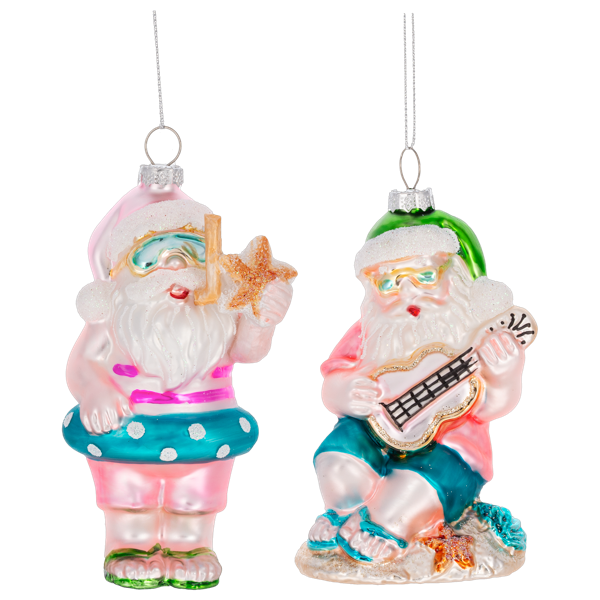 Coastal Santa Ornaments Glass Ornament | Putti Christmas