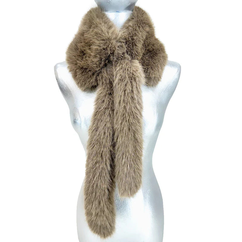 Faux Fur Stole - Brown