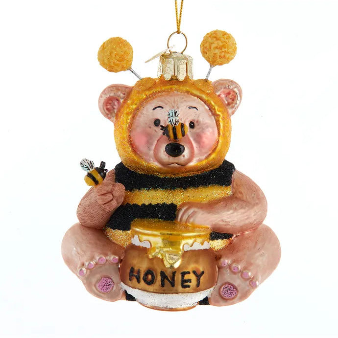 Noble Gems™ Glass Bee Bear Ornament | Putti Christmas