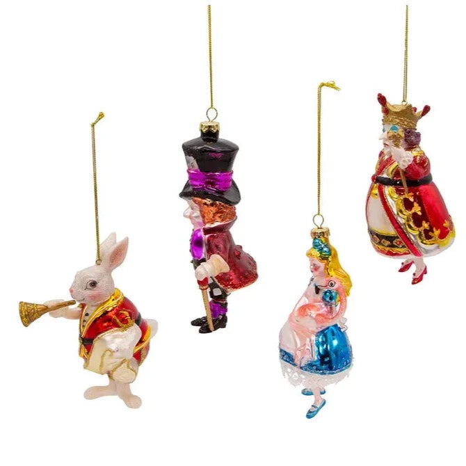 Noble Gems Allice in Wonderland Glass Ornament Set of 4