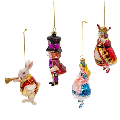 Noble Gems Allice in Wonderland Glass Ornament Set of 4