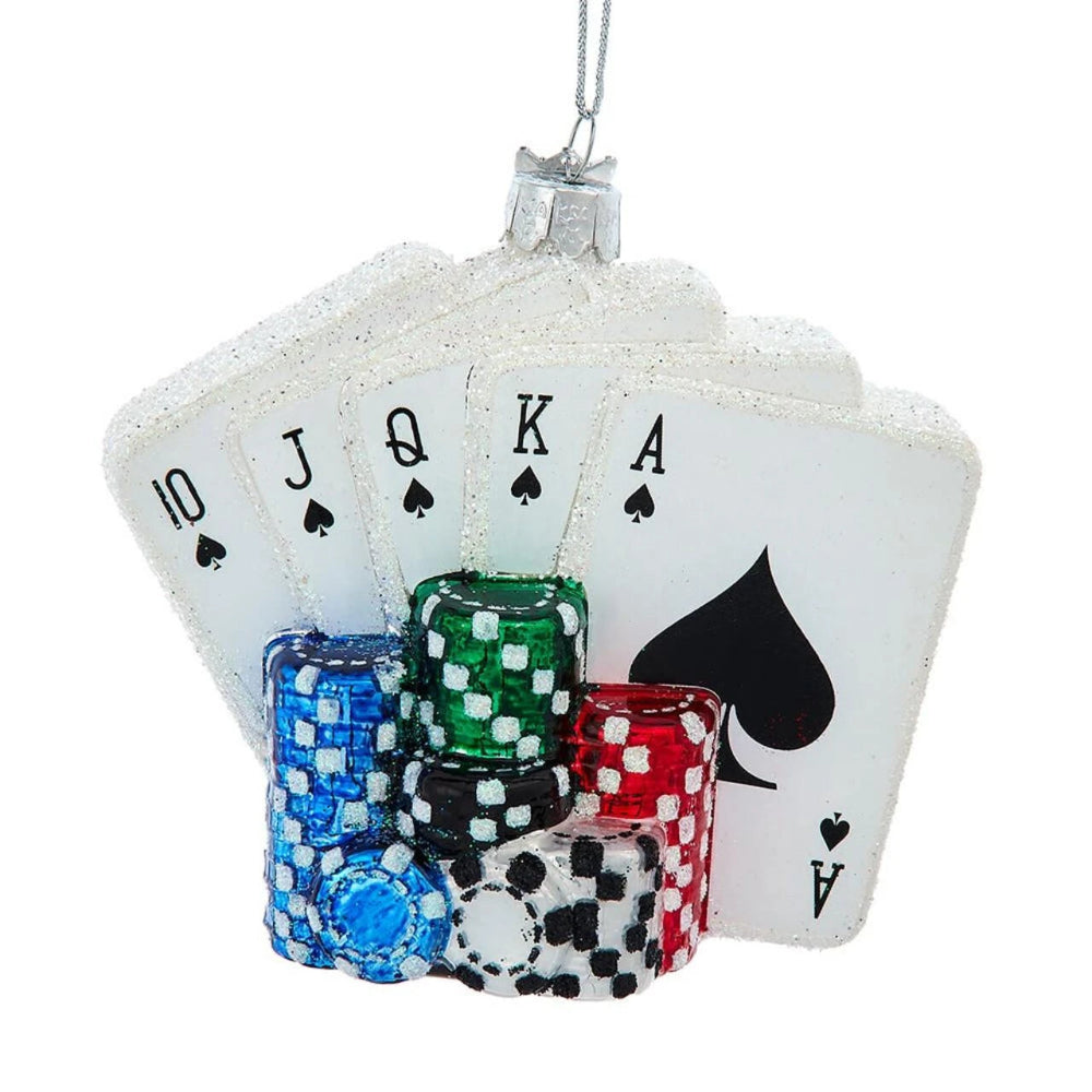 Noble Gems™ Poker Cards & Chips Glass Ornament | Putti Christmas Canada