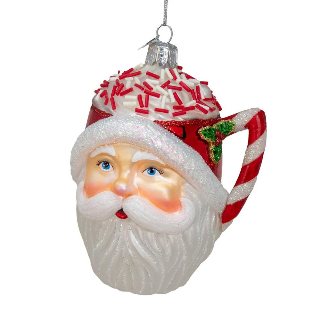 Noble Gems™ Glass Santa Mug Ornament | Putti Christmas Canada