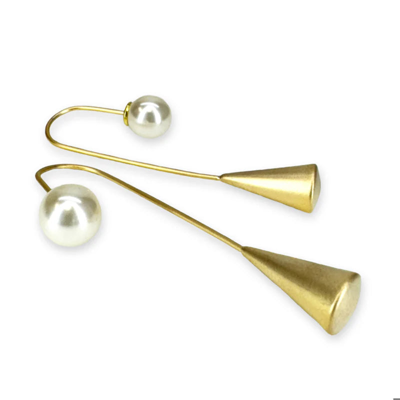 Jacquline Kent Pearl Drop Earrings - Gold