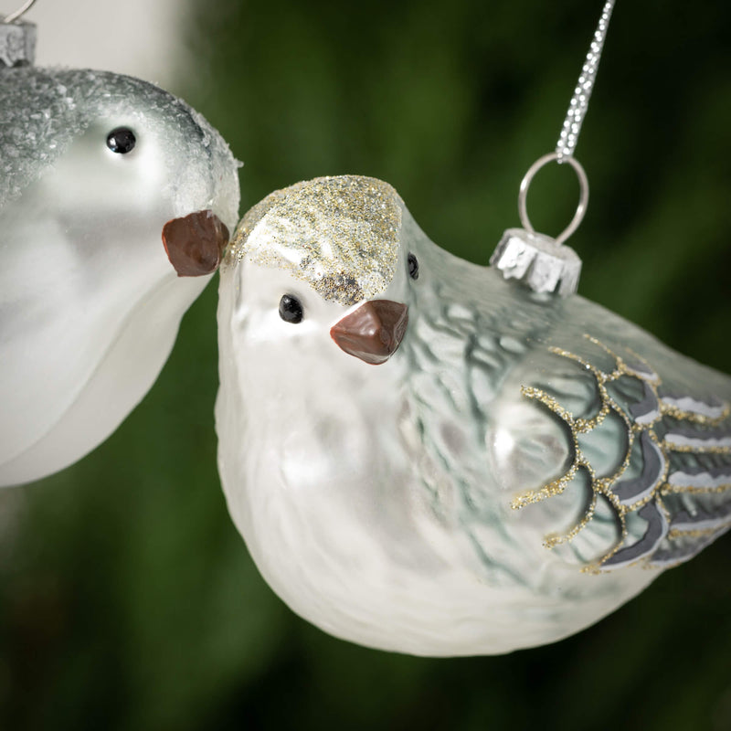 Silver Glass Bird Ornament