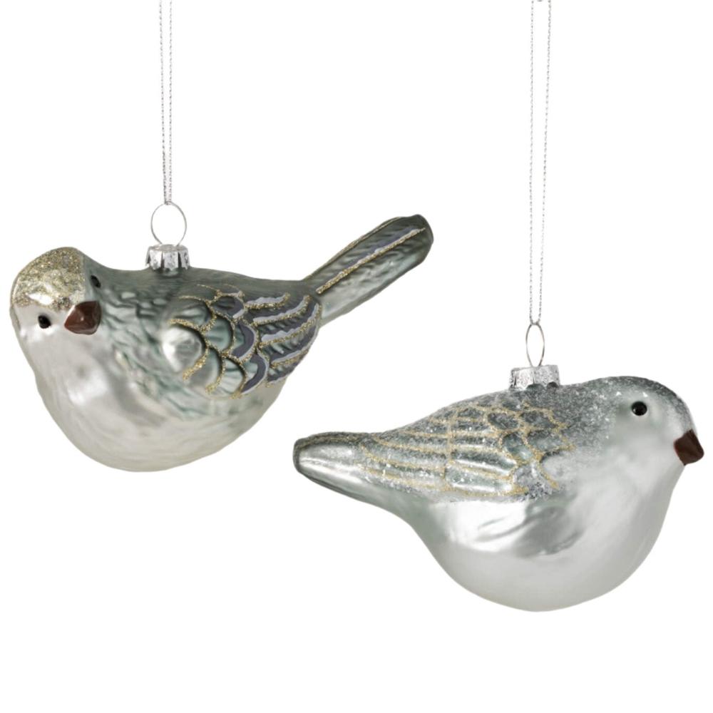 Silver Glass Bird Ornament