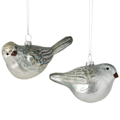 Silver Glass Bird Ornament