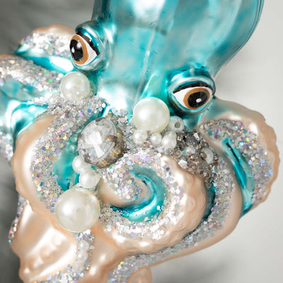 Beaded Octopus Glass Ornament