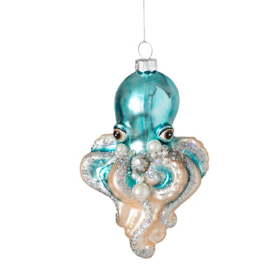 Beaded Octopus Glass Ornament