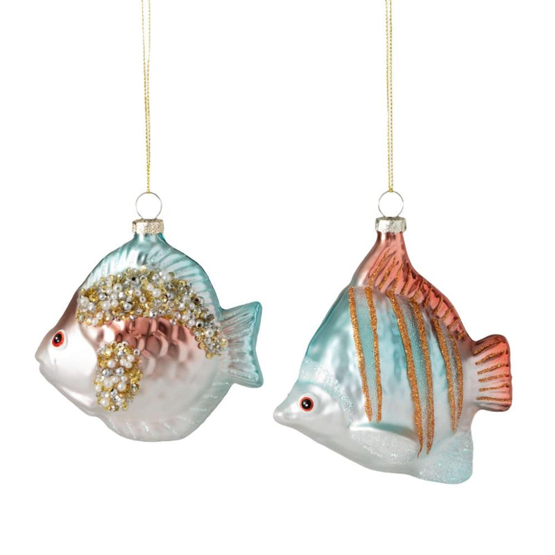 Tropical Fish Beaded Glass Ornament | Putti Christmas Decorations
