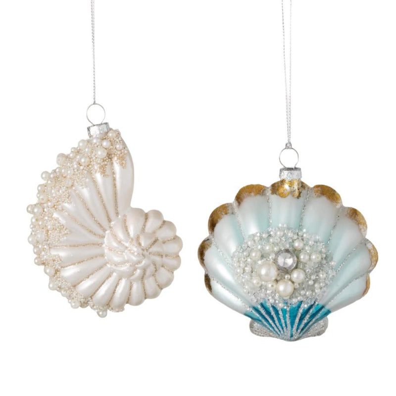 Clam Sea Shell Glass Ornament