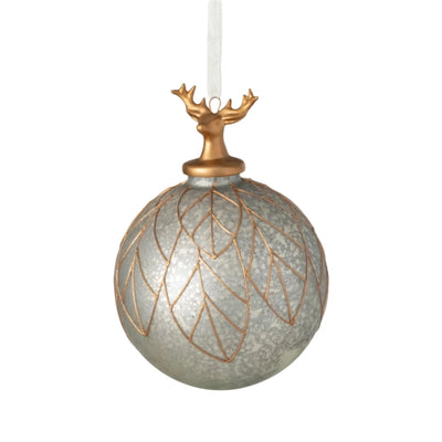 Deer Leaf Glass Ball Ornament  | Putti Decorations