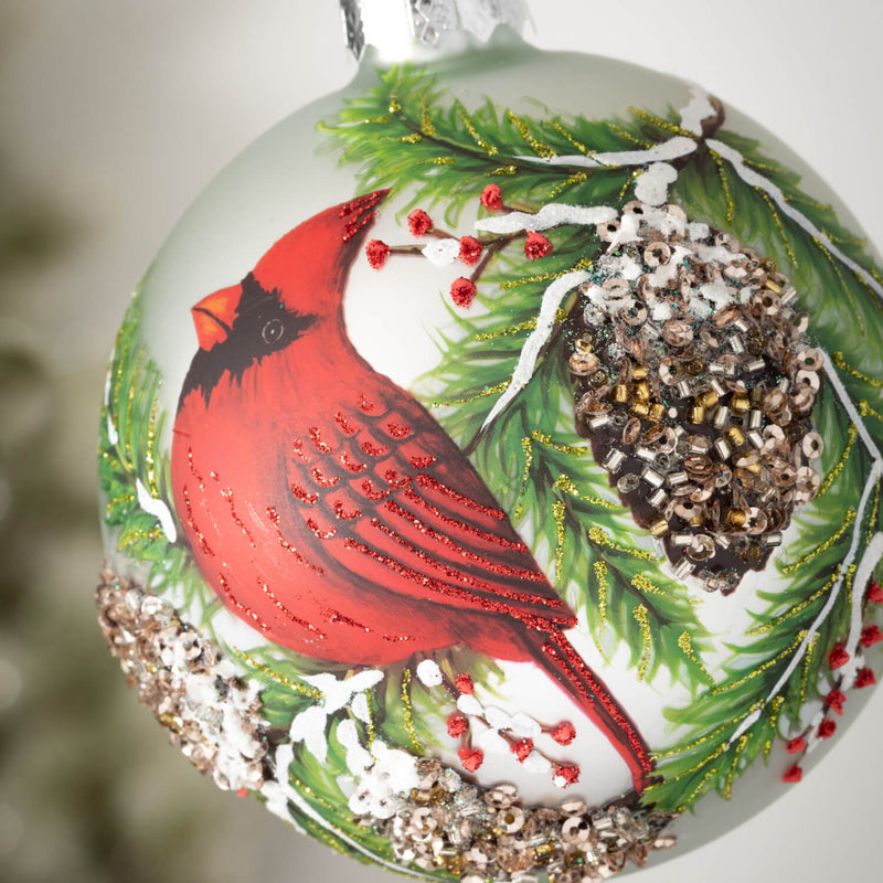 Cardinal Glass Ball Ornament