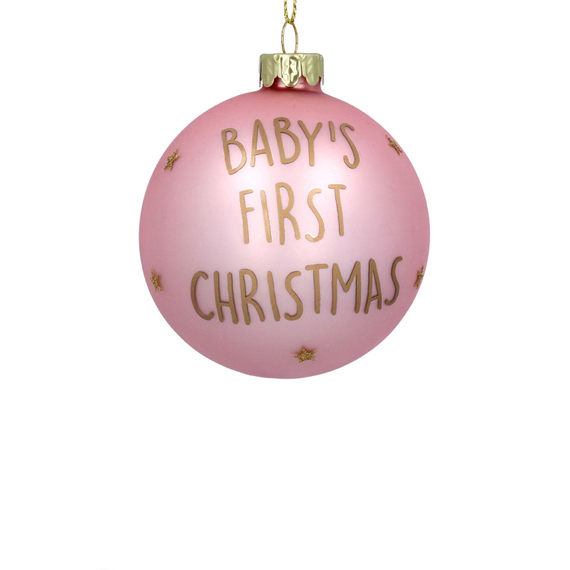 "Baby's First Christmas" Teddy Bear Glass Ball Ornament - Pink
