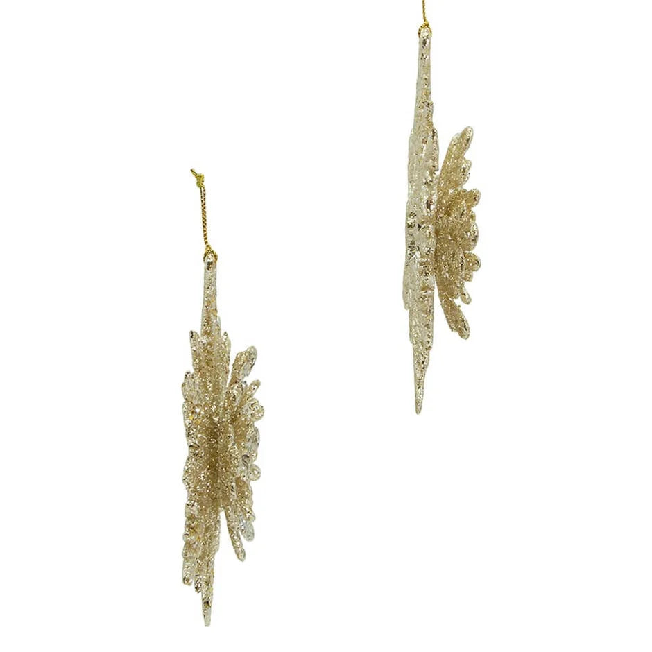 Platinum Pearl & Gem Snowflake Ornament | Putti Christmas Decorations