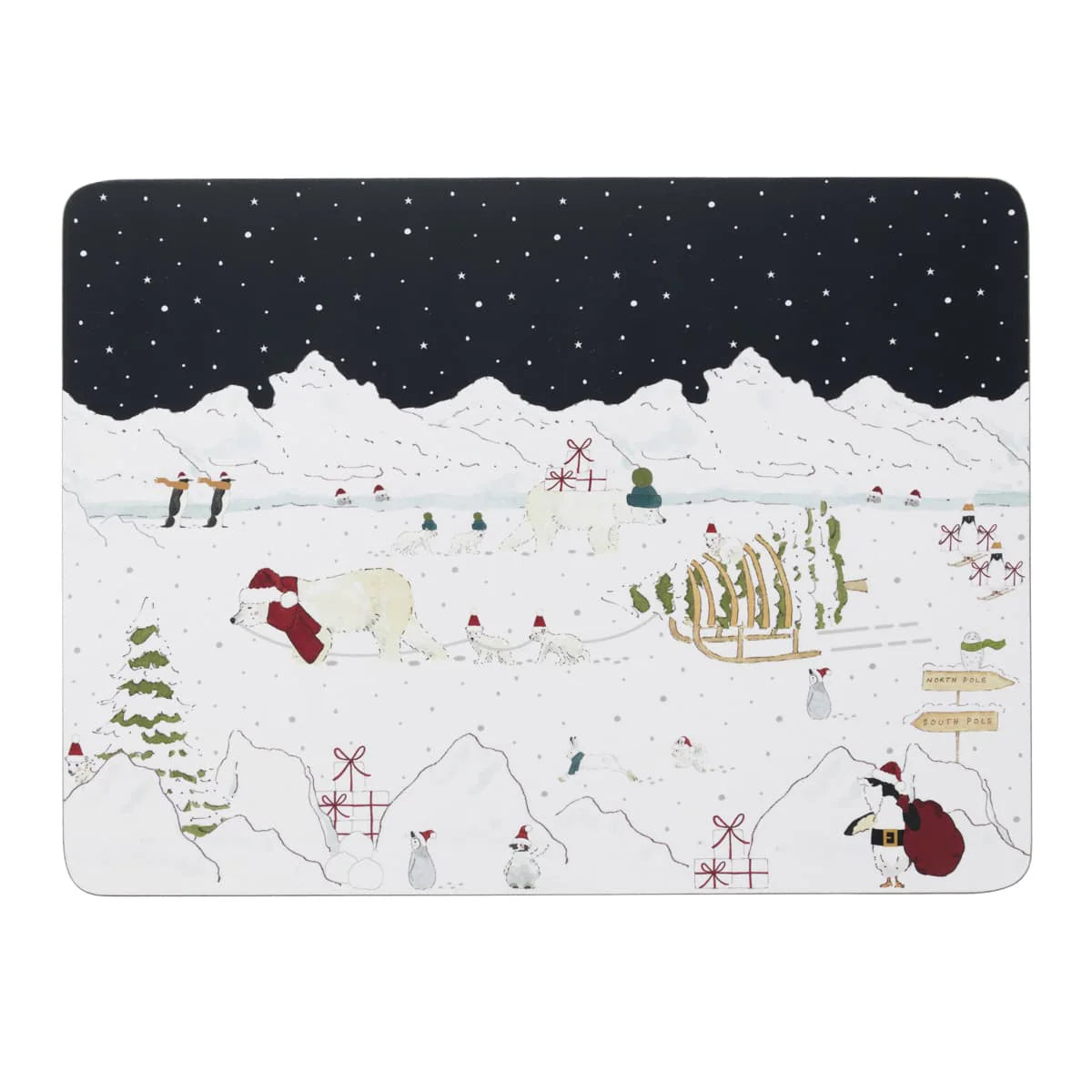 Sophie Allport "Snow Season" Lunch Placemat Set of 4 | Putti Christmas Entertaining
