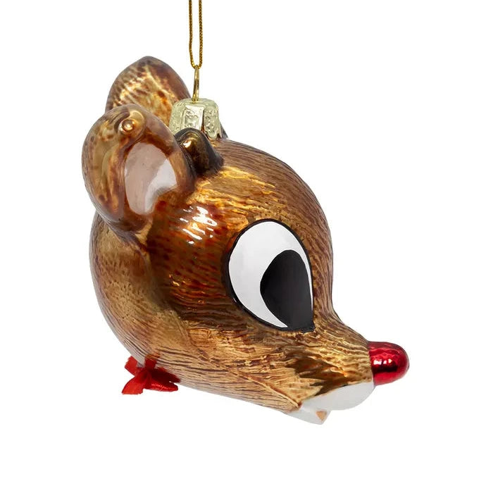 Rudolf Head Glass Ornament