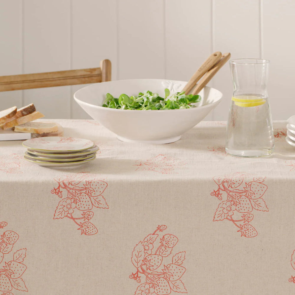 Sophie Allport Strawberry Linen Blend Tablecloth | Putti Fine Furnishings