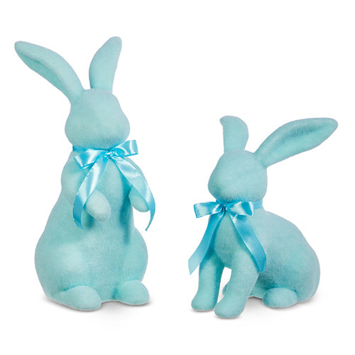 Pastel Blue Flocked Bunny - Large | Putti Easter Celebrations