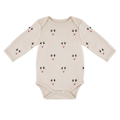 Long Sleeve Snapshirt - Grey Reindeers