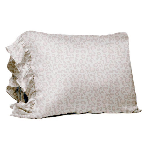 King Satin Ruffle Pillow - Leopard