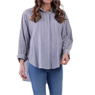 High Low Striped Cotton Shirt