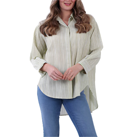 High Low Striped Cotton Shirt