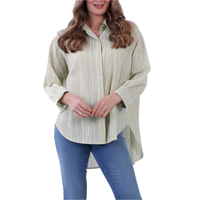 High Low Striped Cotton Shirt