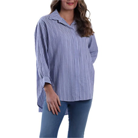 High Low Striped Cotton Shirt