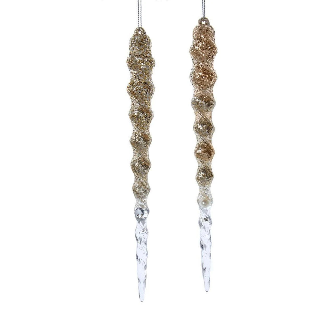 Light Gold and Silver Icicle Ornament | Putti Christmas Decorations