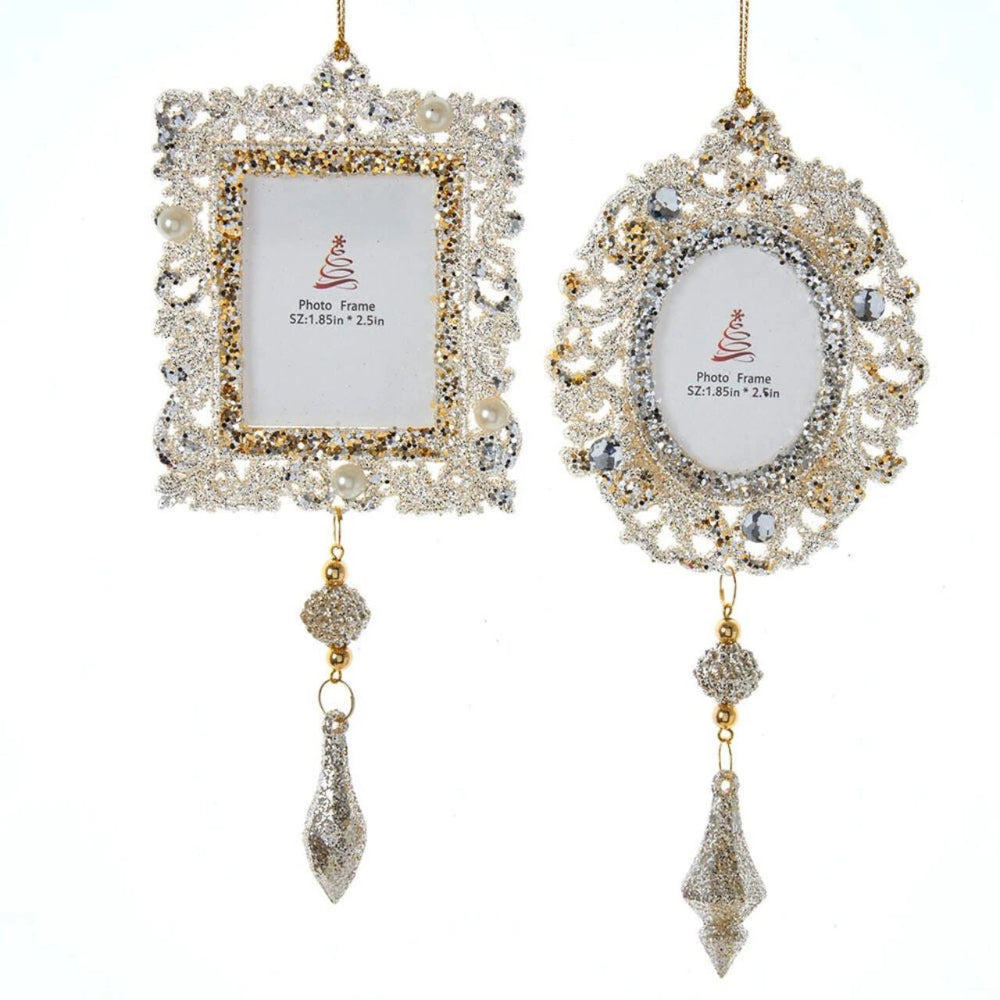 Light Gold and Silver Picture Frame Ornament | Putti Christmas Decorations