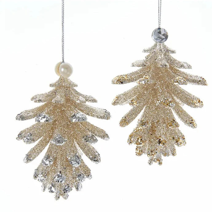 Light Gold and Silver Pinecone Ornaments