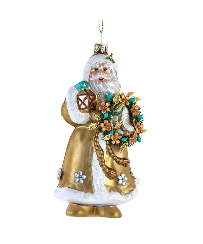 Turquoise and Gold Glass Ornament | Putti Christmas Decorations