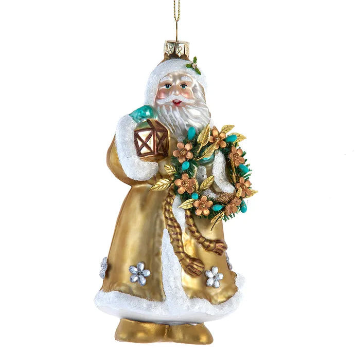 Turquoise and Gold Glass Ornament | Putti Christmas Decorations