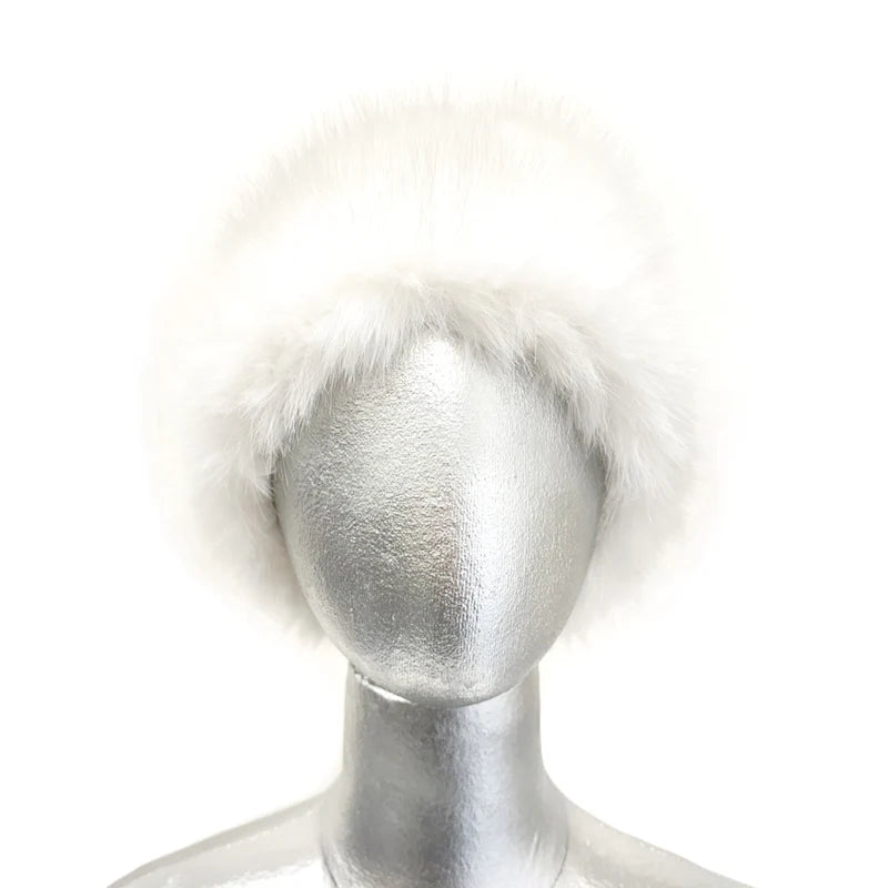 Faux Fur Headband - White