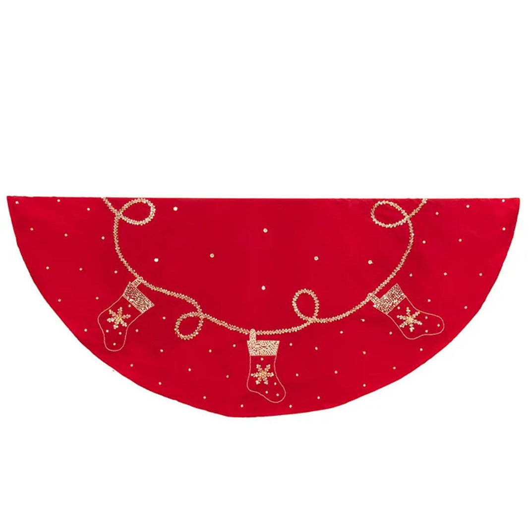 Kurt Adler Red Sequin Tree Skirt | Putti Christmas
