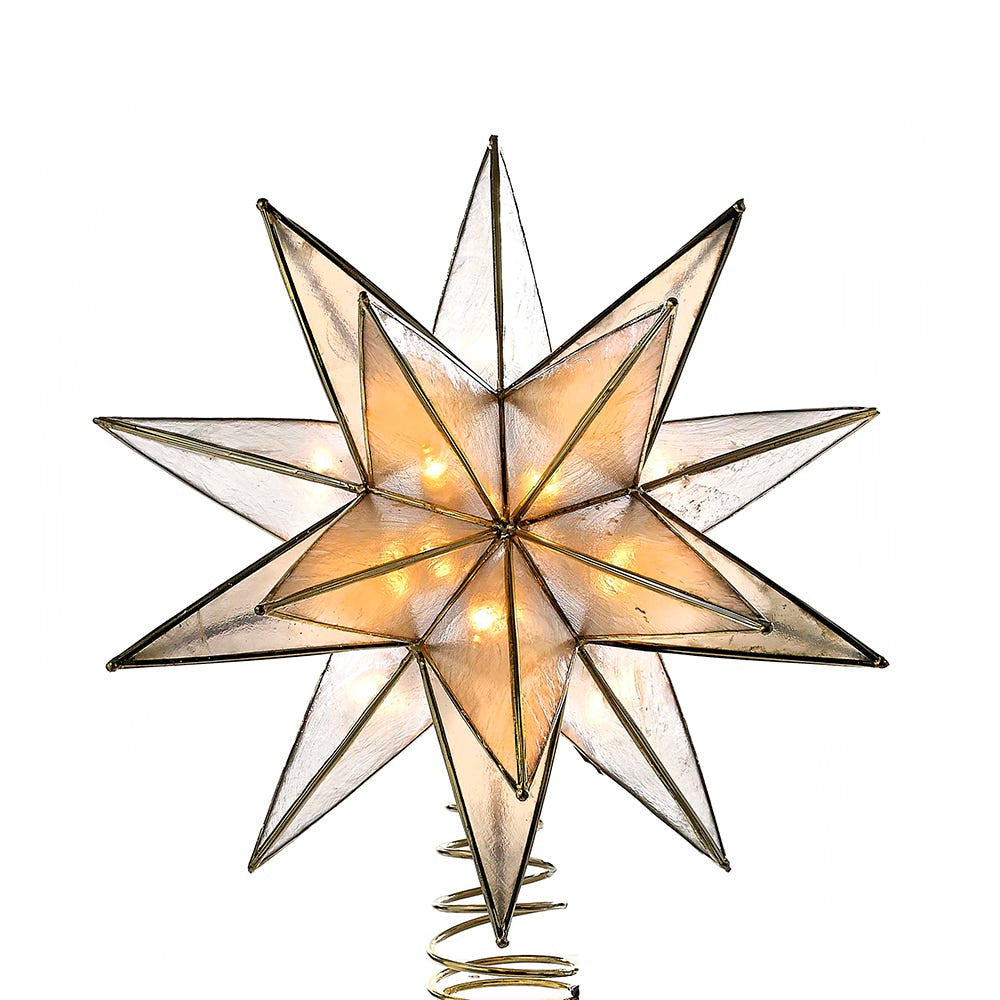 10-Light Gold Sputnik Capiz Tree Topper